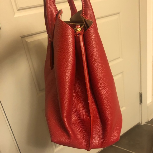 Red leather handbag - Picture 6 of 6
